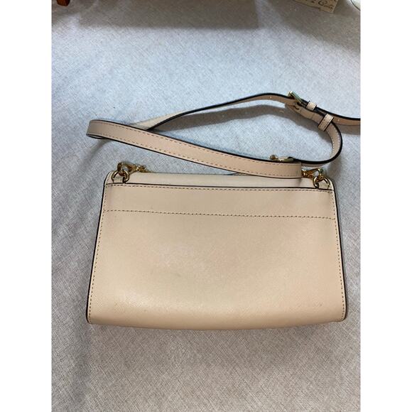 Michael Kors Cream Nude Tone Crossbody Bag Purse with Gold Chain Hardware - Picture 6 of 12